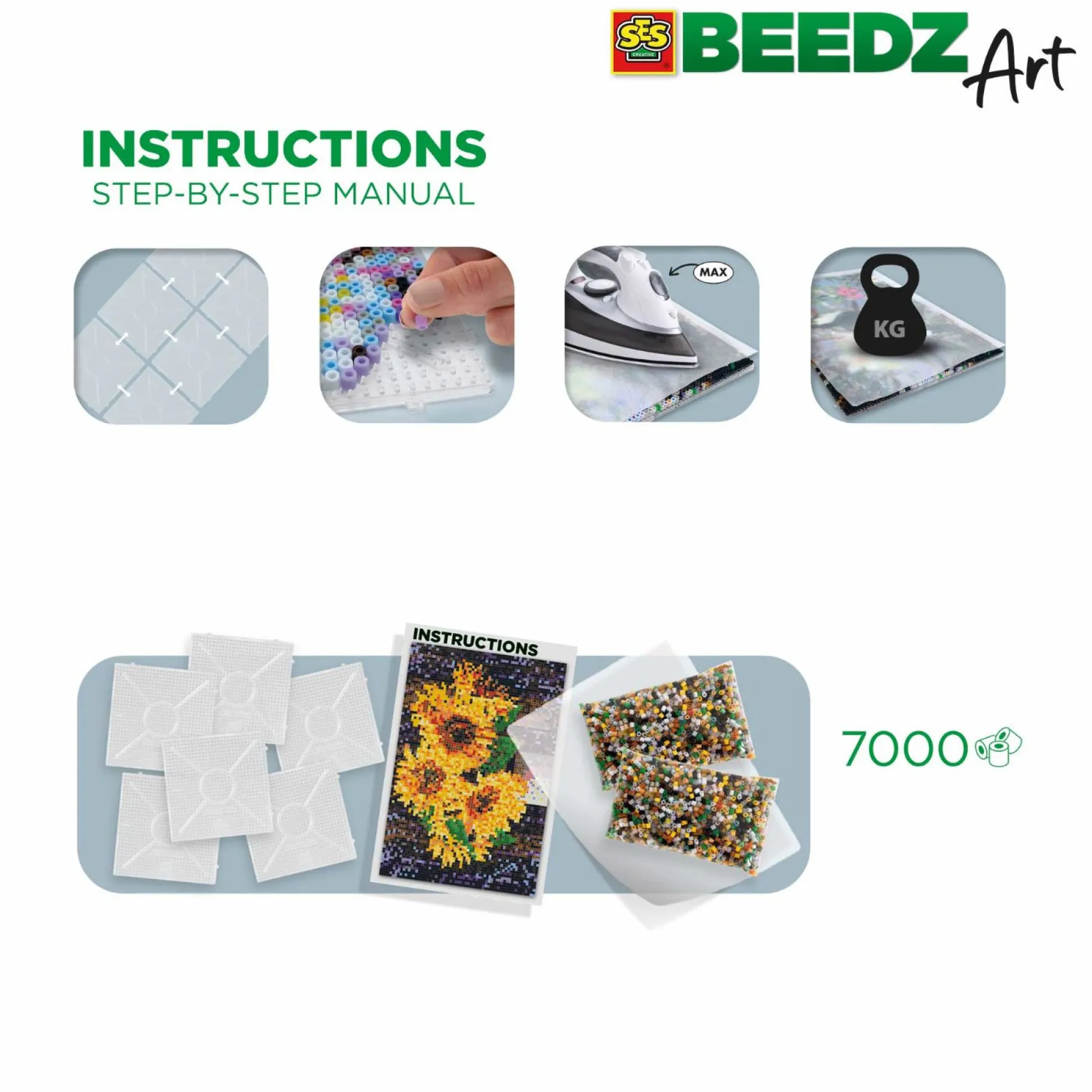 Strijkkralen>Ses BEEDZ ART: Strijkkralen Zonnebloemen