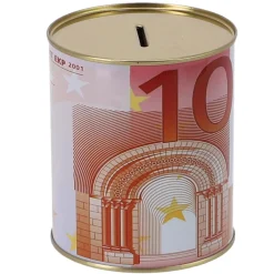 Spaarpotten> Spaarpot met eurobiljet assorti 10X10X12 cm