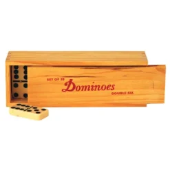 Familiespellen> Spel Domino Hout Dubbel 6 In Kist