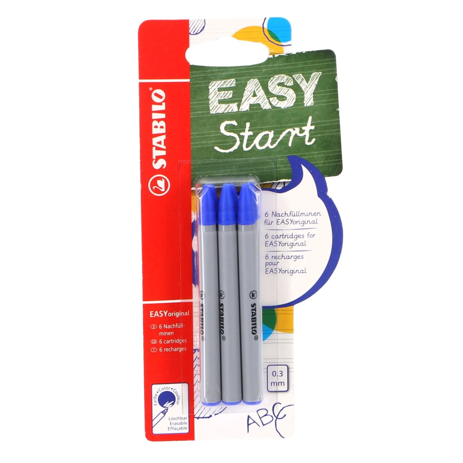 Meisjes|Schrijfwaren>Stabilo Easy Original Refill Blauw 6 Stuks