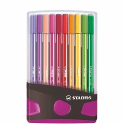 Meisjes|Schrijfwaren>Stabilo Pen 68 Colorparade Antraciet/Roze 20 Kleuren