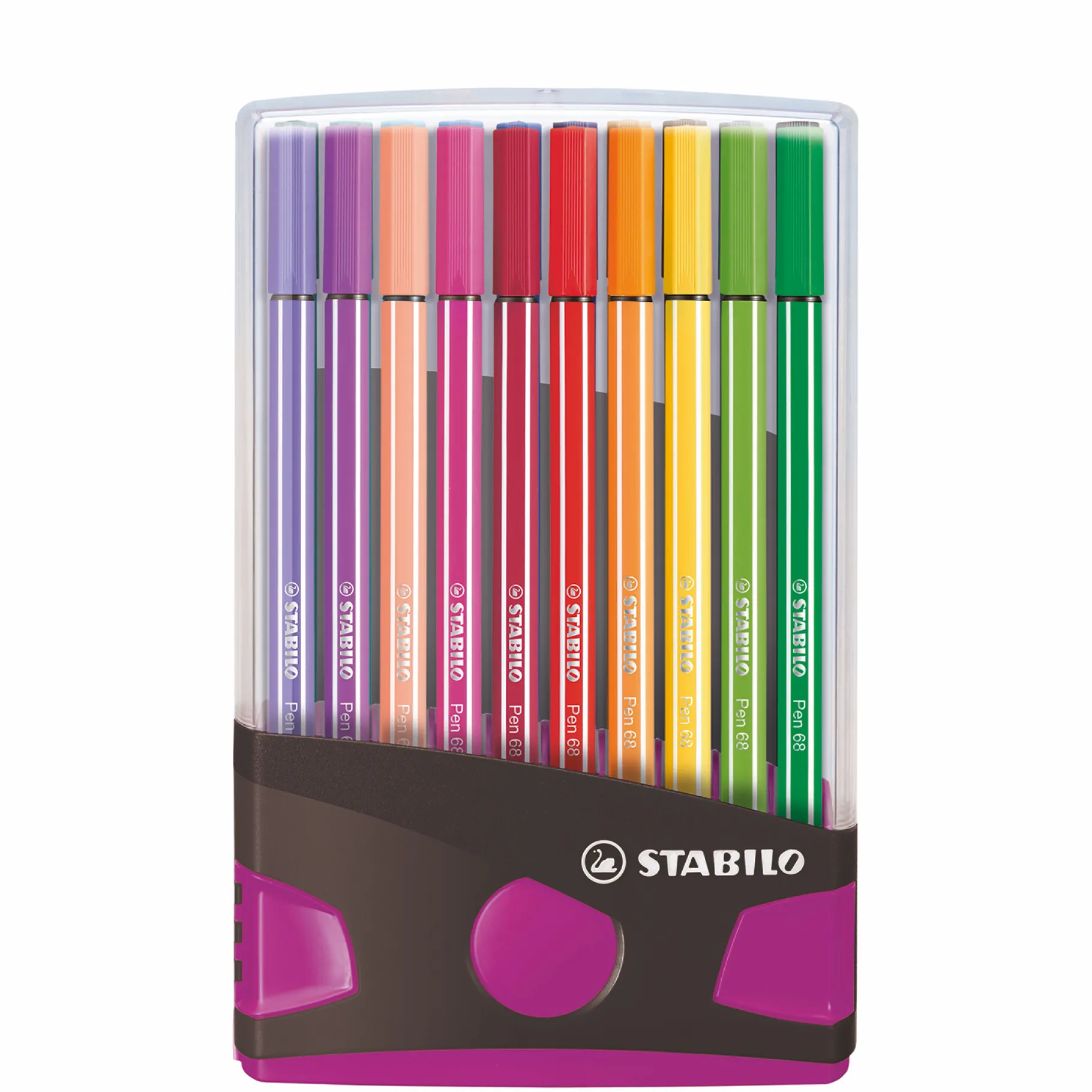 Meisjes|Schrijfwaren>Stabilo Pen 68 Colorparade Antraciet/Roze 20 Kleuren