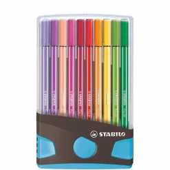 Meisjes|Schrijfwaren>Stabilo Pen 68 Colorparade Antraciet/Lichtblauw 20 Kleuren