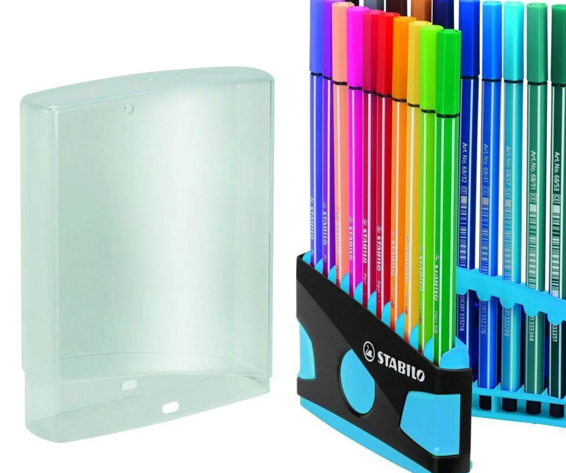 Meisjes|Schrijfwaren>Stabilo Pen 68 Colorparade Antraciet/Lichtblauw 20 Kleuren