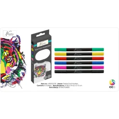 Schrijfwaren> Stiften textiel markers 2-zijdig 6 stuks