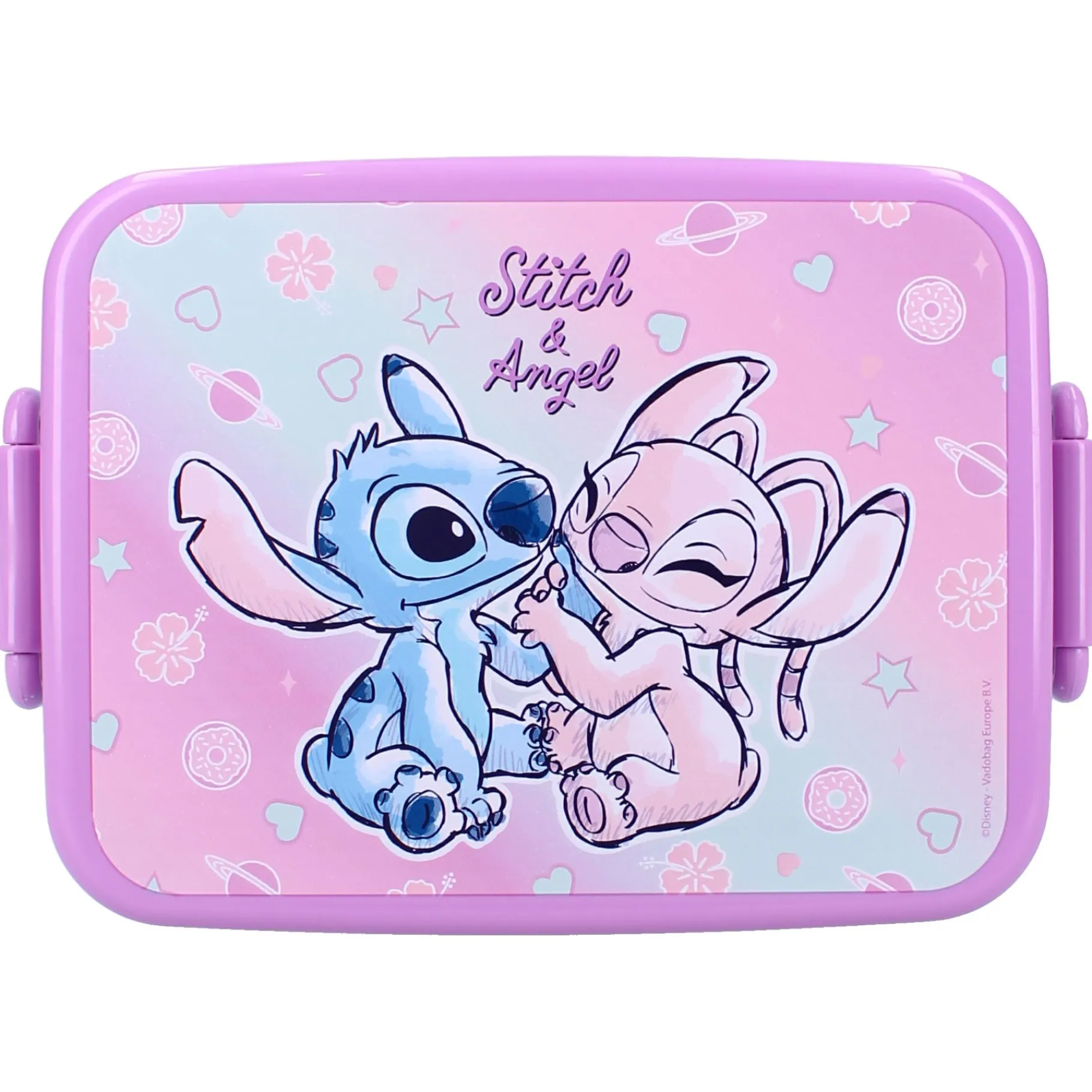 Schoolbekers En Broodtrommels> Stitch En Angel Lunchbox Let's Eat
