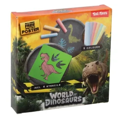 Stoepkrijt> Stoepkrijt en 4 sjablonen dino