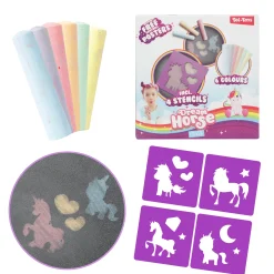 Stoepkrijt></noscript> Stoepkrijt met 4 sjablonen eenhoorn