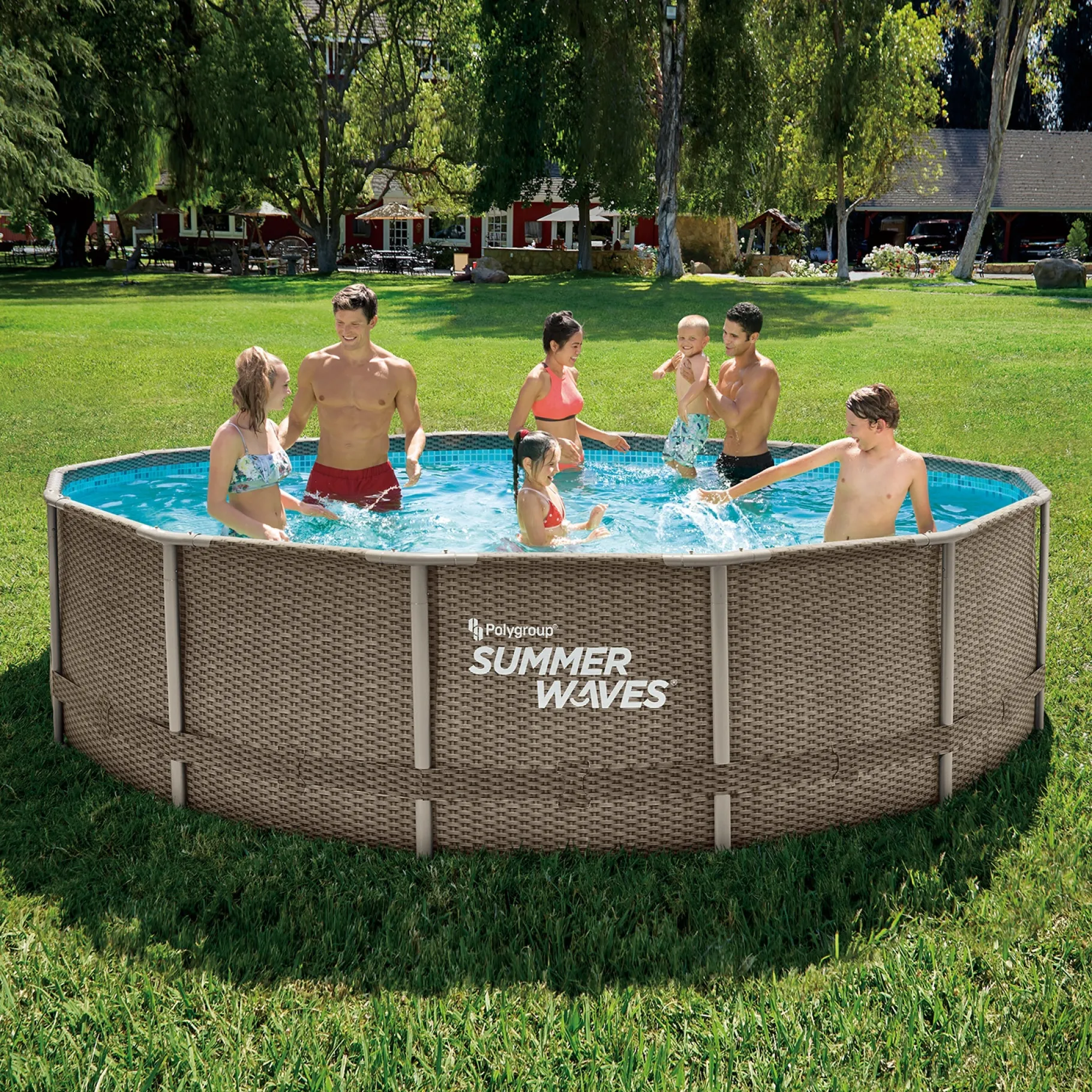 Zwemmen En Waterspeelgoed|Zwembaden>Summer Waves Zwembad Elite Frame 427 X 107 cm Dark Triple Basketweave+filterpomp