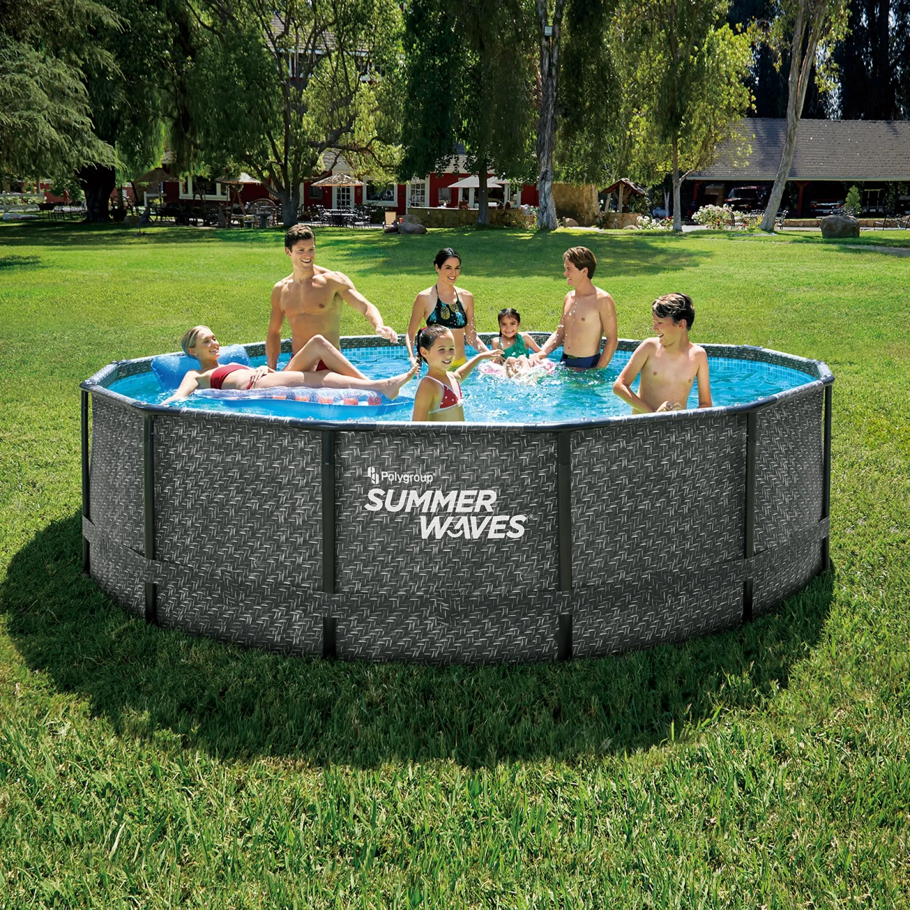 Zwemmen En Waterspeelgoed|Zwembaden>Summer Waves Zwembad Elite Frame 427 X 107 cm Dark Herringbone + filterpomp