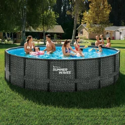 Zwemmen En Waterspeelgoed|Zwembaden></noscript>Summer Waves Zwembad Elite Frame 488 X 122 cm  Dark Herringbone + filterpomp