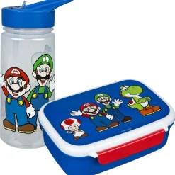 Schoolbekers En Broodtrommels> Super mario set broodtrommel en drinkfles