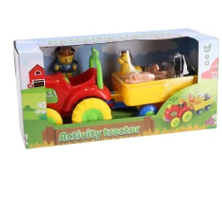 Boerderij|Jongens> Tractor met dieren op aanhanger met geluid