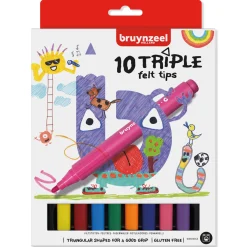 Tekenen / Kleuren>Bruynzeel Viltstiften Triple 10 Stuks