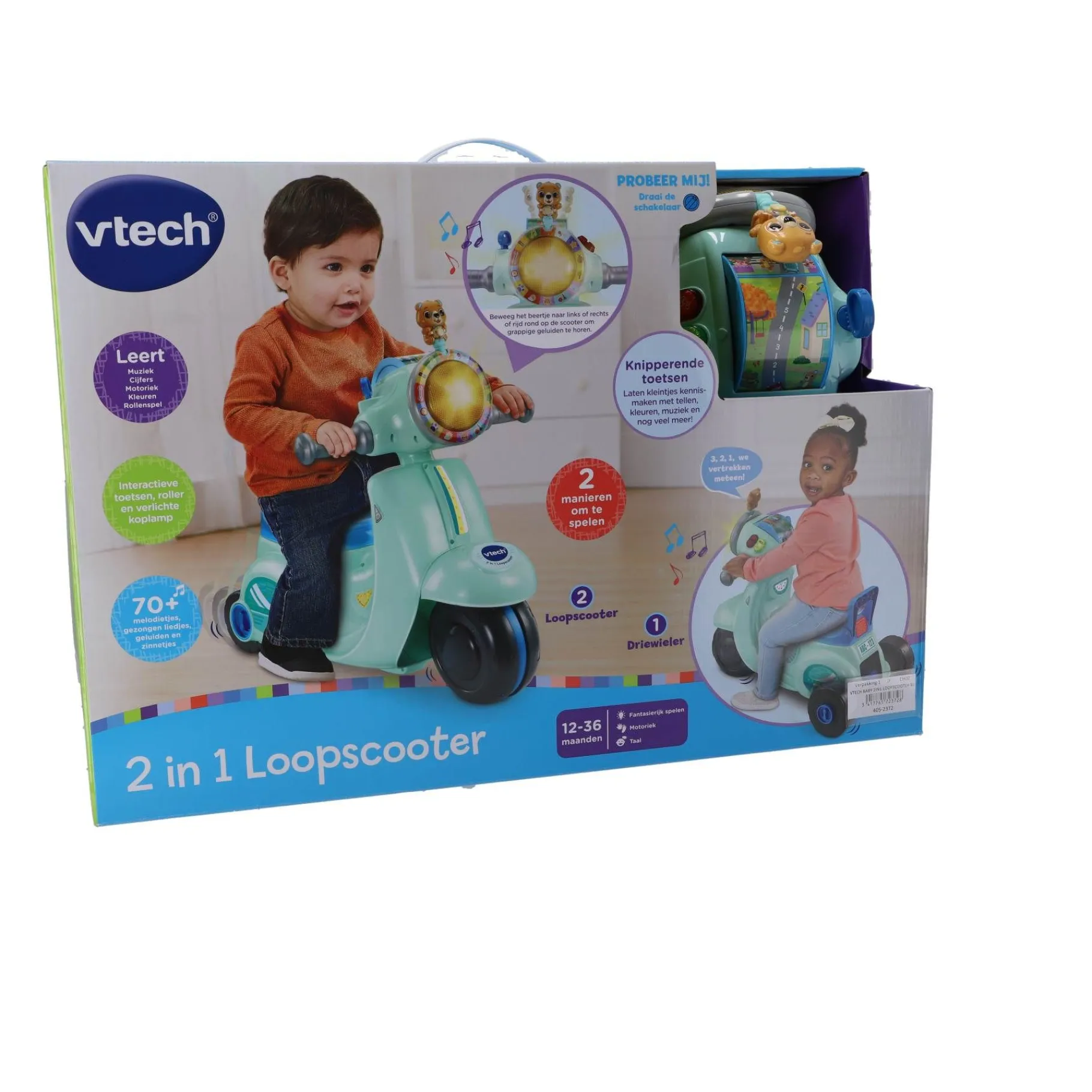 Loopfiguren|Looptrainer> Vtech Baby 2 in 1 Loopscooter blauw